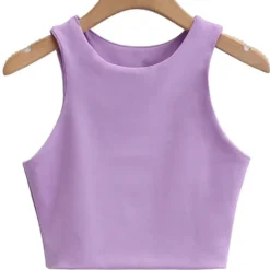 Alternative view of Summer Fashion Women's Slim O-neck Sleeveless Double Nylon Tank Tops in 6 Colors