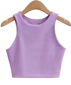 Alternative view of 2023 Summer Fashion Women Sexy Slim Tops O-neck Sleeveless Double Nylon Ladies Good Quality Tank Tops 6 Colors