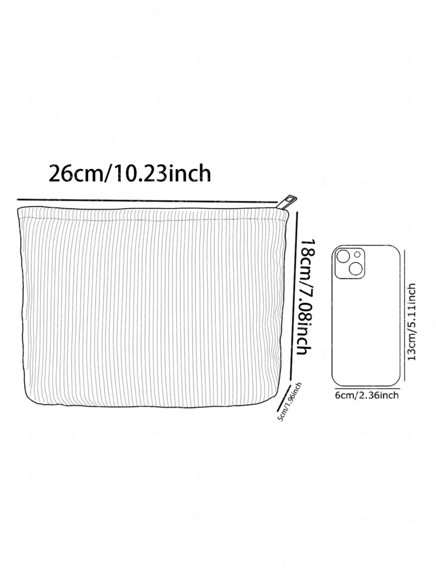 Branch Bird Pattern Corduroy Makeup Bag - Lightweight Multifunctional Cosmetic Storage - Image 3