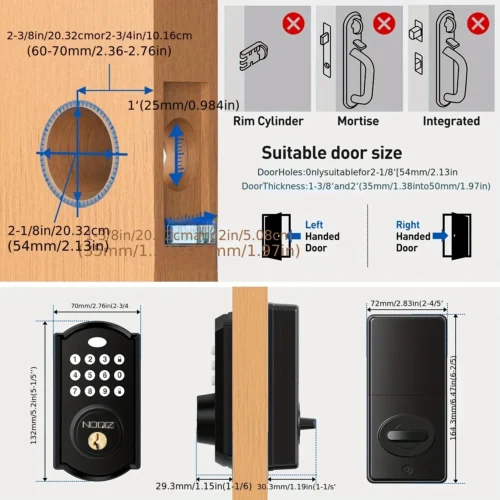 Alternative view of Electronic Keyless Entry Door Lock with Keypad – Waterproof Smart Latch Lock