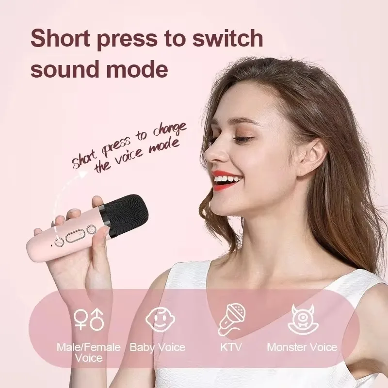 Portable Wireless Dual Microphone Karaoke Machine - Bluetooth Speaker with HiFi Stereo Surround for Kids' Parties - Image 6