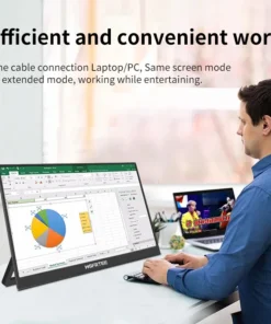 Alternative view of HGFRTEE 16-Inch Touchscreen Portable Monitor - 96% sRGB, 350 Cd/m², Type-C & HDMI-Compatible, Includes Stand