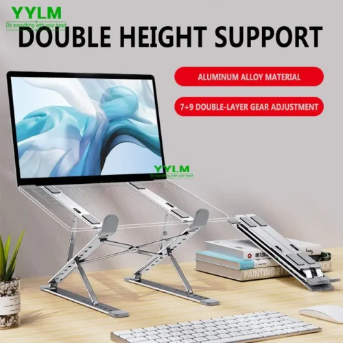 Alternative view of YYLM Aluminum Laptop Stand - Adjustable, Portable, and Foldable for MacBook and Notebooks