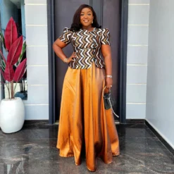 Alternative view of Ankara Dashiki Long Dress for Women - Elegant Plus Size Wedding Party Outfit