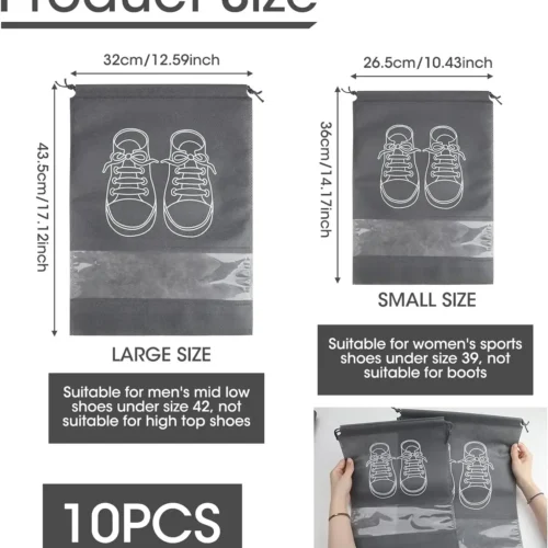 Alternative view of Shoe Organizer Bags - Portable Non-Woven Storage Pouches (5/10 Pack)