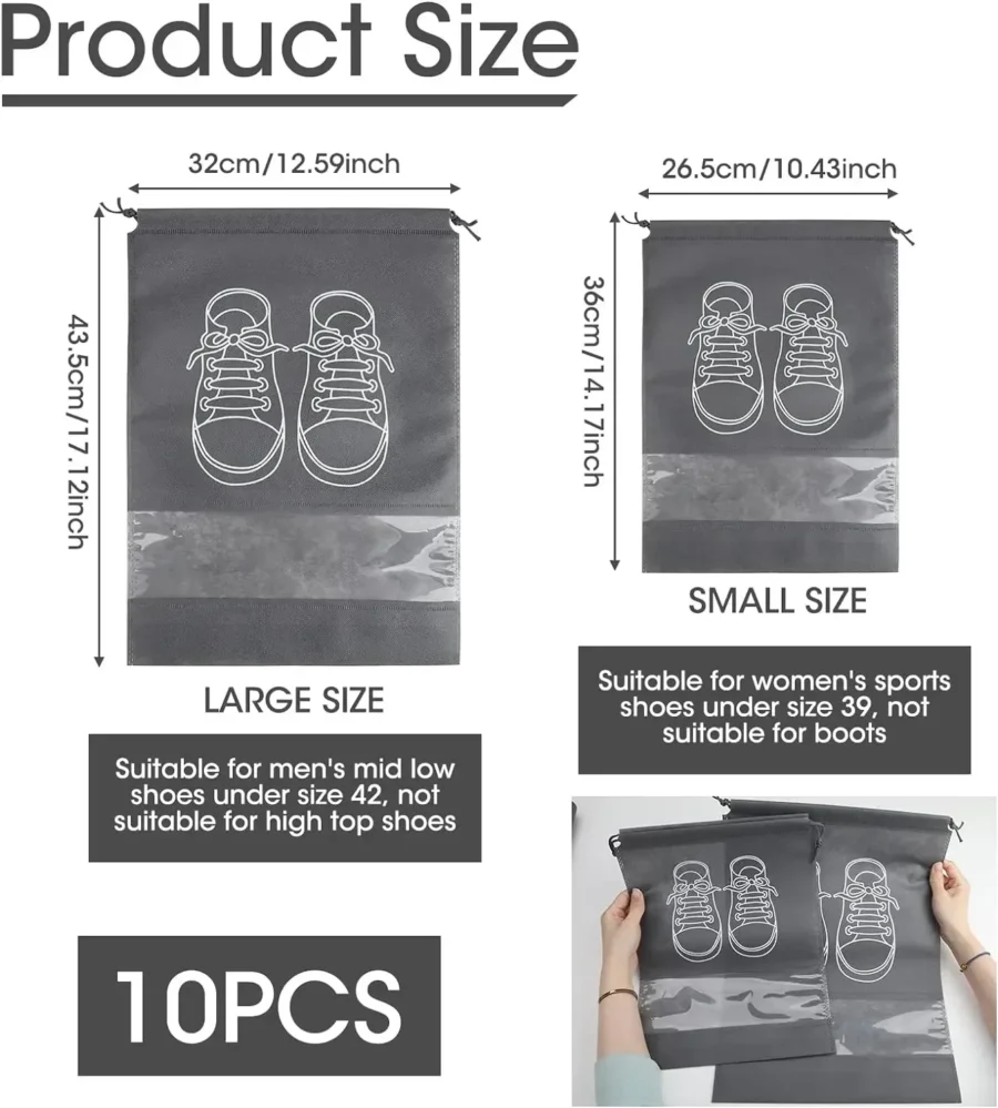 Shoe Organizer Bags - Portable Non-Woven Storage Pouches (5/10 Pack) - Image 2
