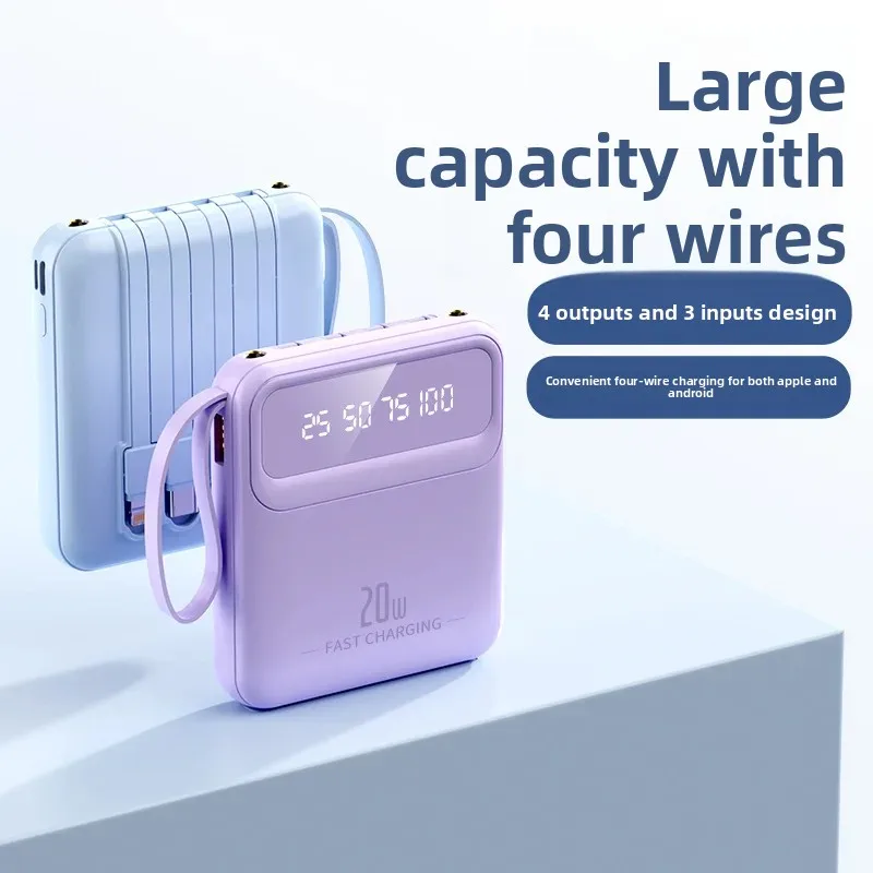 Xiaomi 20000mAh Power Bank with Built-in Cable - External Battery Charger for iPhone, Samsung, iPad - Image 3
