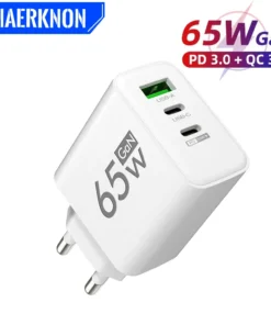 PD 65W USB C Charger GaN Charger Quick Charge 3.0 Type C Phone Adapter For iPhone 15 14 Samsung Xiaomi 3 Ports Fast Wall Charger