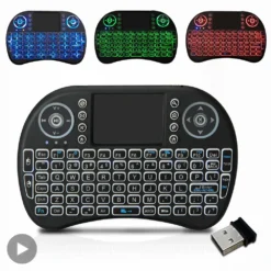 Backlit Mini Wireless Keyboard with Touchpad and RGB for PCs and TV Boxes in Multiple Languages