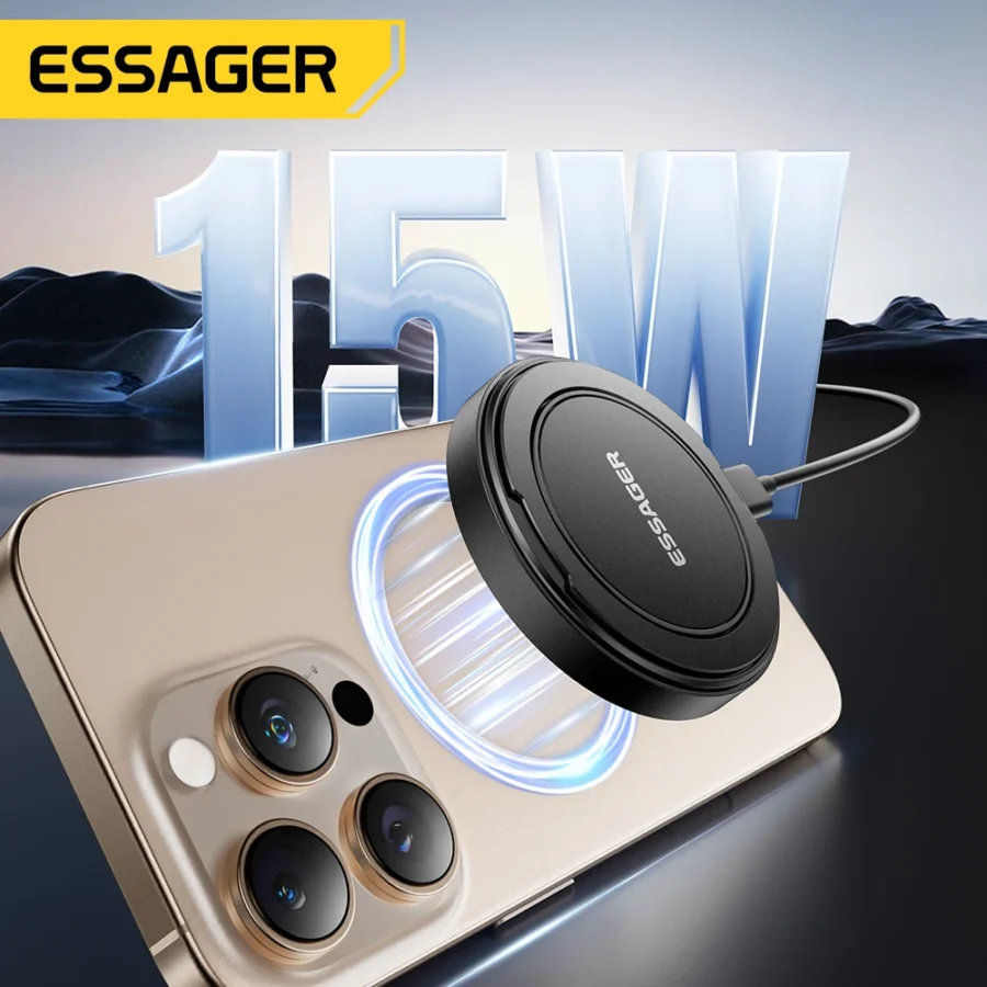 Essager Magnetic 15W Wireless Charger Fast Charging Pad Stand for iPhone 15 14 Airpods USB To Typec Phone Chargers Dock Station - Image 2