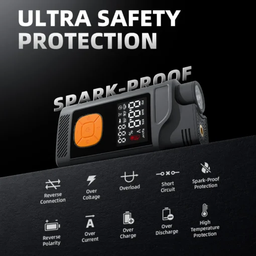 Portable Lithium Jump Starter with 6000mAh Capacity for 12V Diesel Engines in Cars, Vans, Yachts, and Boats - Image 4