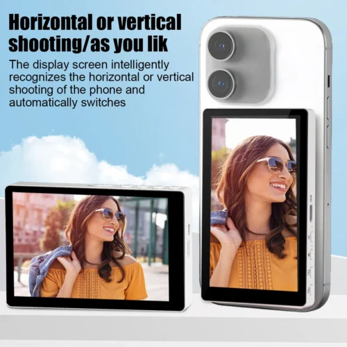 Alternative view of Wireless Vlog Mobile magnetic selfie screen using phone rear camera for Selfie Vlog or Live Stream Compatible.