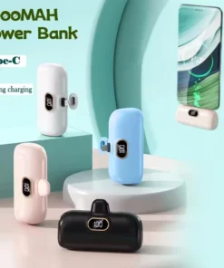 Mini Power Bank 10000mAh with Built-in Cable – Fast Charger for iPhone and Type-C