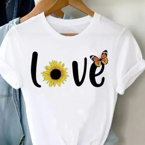 Alternative view of Love T-shirt Summer Short Sleeve Print Clothes Graphic T Shirt Clothing Tee Women Fashion Female Top