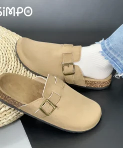 Outdoor Casual Comfortable Closed-toe Slipper Outerwear Flat Bottom Cork slippers For Women And Men Suitable For All Season