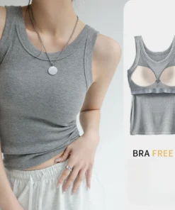 New Women Solid Round Neck Ribbed Tank Top Camisole Women Summer Basic Elastic TankTop One-piece Vest with Chest Pad Y2k