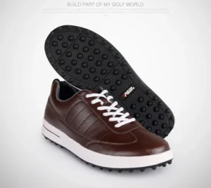 Men's Golf Shoes with Waterproof Genuine Leather and Shockproof Design, Sizes 39-46