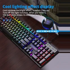 Alternative view of Wired Backlit Mechanical Gaming Keyboard and Mouse Set with Waterproof Luminous Design for PC and Laptop Gamers