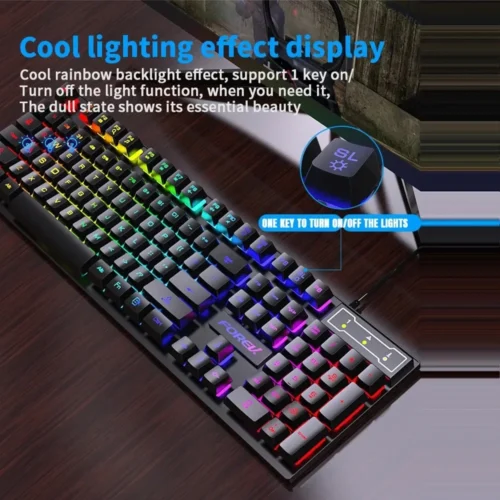 Alternative view of 104 key Backlit Mechanical Keyboard Wired Gaming Keyboard waterproof Luminous keyboard And Mouse Set for Gamer PC Laptop Office