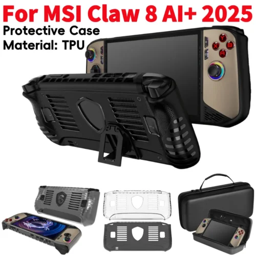 Case For MSI Claw 8 AI+ TPU Soft Protective Cover with Bracket Anti-Scratch Shockproof Protection Shell Game Console Accessories