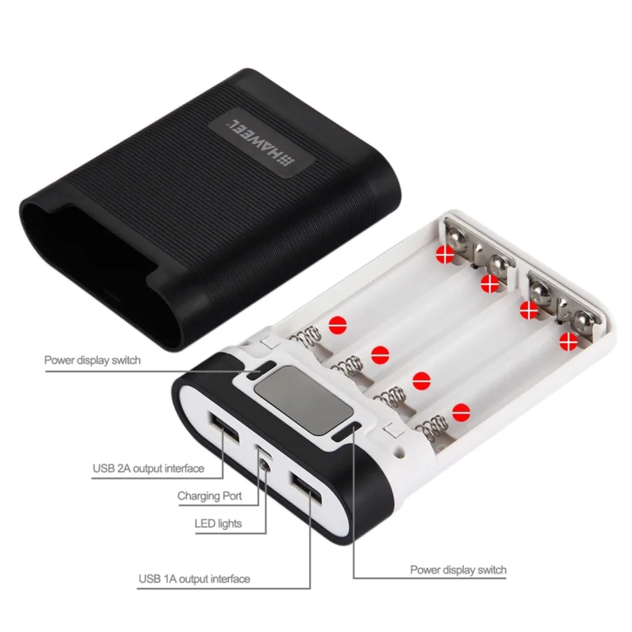 HAWEEL 10000mAh Power Bank Shell Box with 2 USB Outputs for Smartphones - Image 6