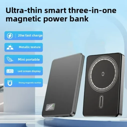 Slim Magnetic Wireless Power Bank - 10,000mAh Capacity with 20W Fast Charging for Mobile Phones - Image 2