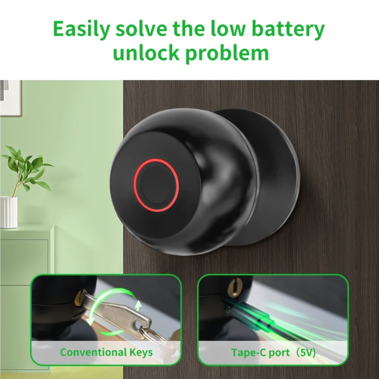 Smart Fingerprint Bluetooth Door Lock with Tuya App Control and USB Charging - Image 3