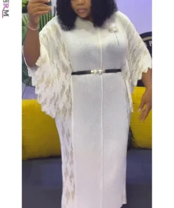 EGRM Women's Maxi Pleated Dress with Batwing Sleeves and V-Neck Print