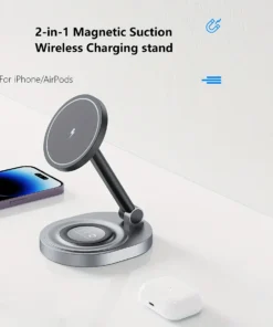 Alternative view of 3-in-1 Magnetic Wireless Charging Stand for MagSafe iPhone, Apple Watch, and AirPods