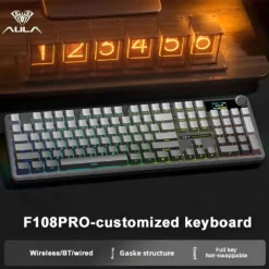 Alternative view of Gaming Mechanical Keyboard with Tri Mode Connectivity and TFT Smart Display for Esports Enthusiasts