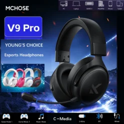 MCHOSE V9 PRO Gaming Headphones with Noise Reduction Mic and 3 Wireless Modes for Music and Esports