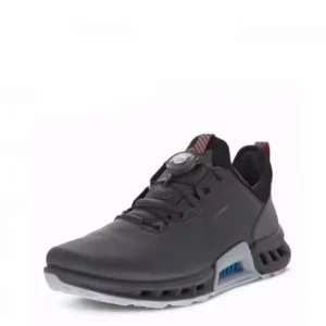 Genuine Leather Golf Sneakers for Men in Black and White Athletic Design