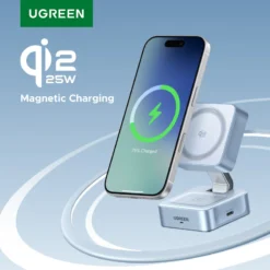 UGREEN Qi2.2 25W 2-in-1 Magnetic Wireless Charger Stand for iPhone 16/17 and AirPods