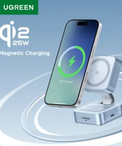 UGREEN Qi2.2 25W 2-in-1 Magnetic Wireless Charger Stand Fast Charging Stand Charger For iPhone 16 17/AirPods Magflow Charger