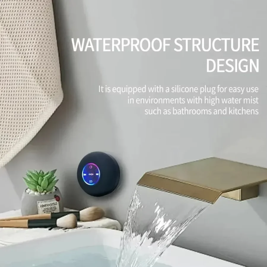 Portable Waterproof Bluetooth Speaker with Suction Cup - Outdoor Stereo Sound - Image 3