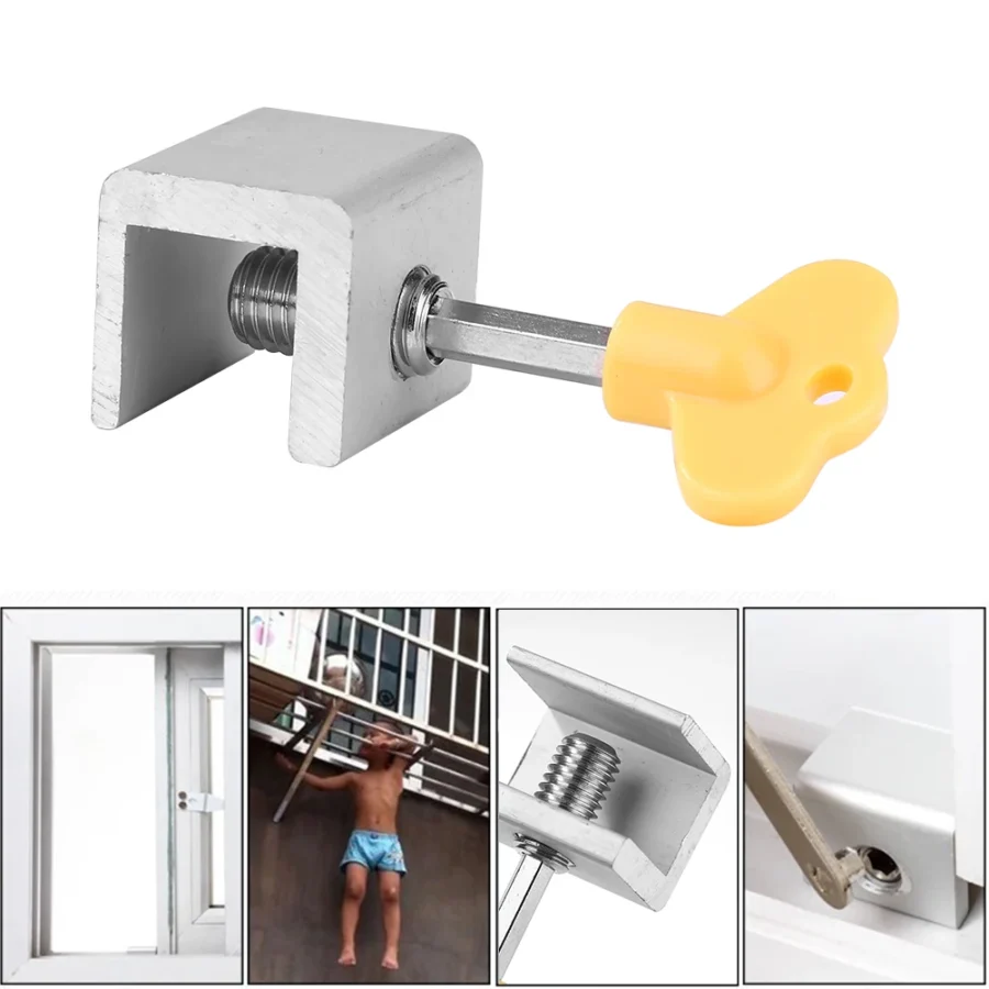 Aluminum Alloy Window Lock Stopper - Sliding Sash and Cabinet Locks - Anti-Theft Security Straps - Image 5