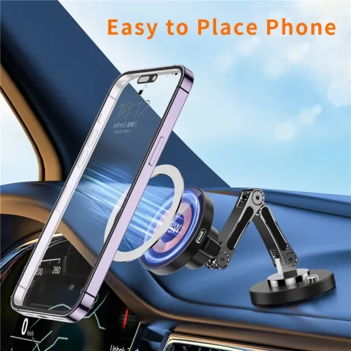 Magnetic Wireless Car Charger Stand for iPhone 15/14/13/12 - Fast Charging Holder - Image 4