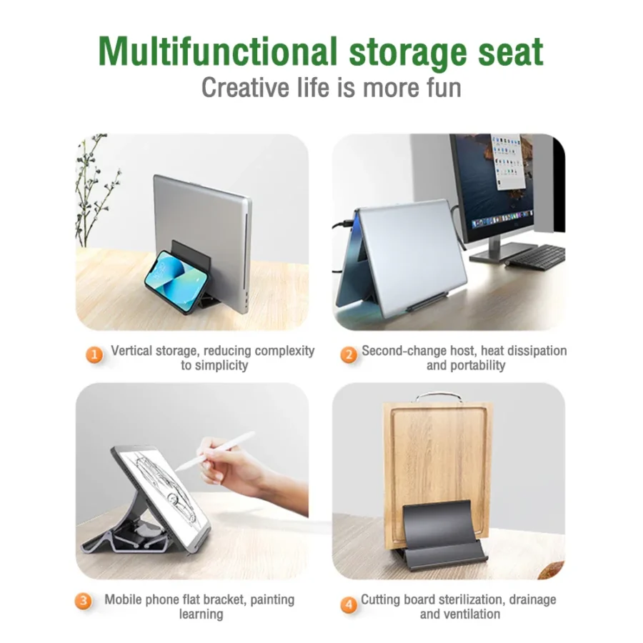 Vertical Laptop Stand with Heat Dissipation and Non-Slip Design for iPad Pro and Tablets - Image 5