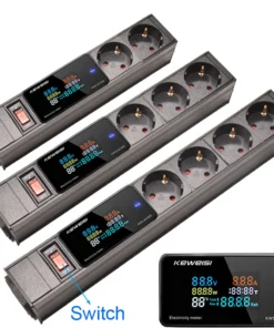 EU Power Strip With Switch Digital Ampermeter Power Energy Voltmeter Ammeter 2/3/4/5/6/7/8/9/10 European Socket C14 interface