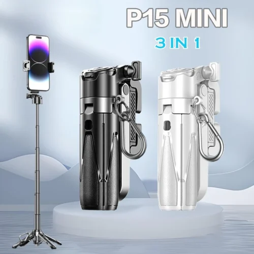 Mini Tripod，2025 New Selfie Stick Tripod with Remote One-Touch Push Button Switch, 360° Rotation with Bluetooth for IPhone