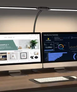 Home Office LED Desk Lamp Double Head Stepless Dimming Eye-Caring Reading Lights 3 Color Mode Flexible Adjustable PC Table Lamps