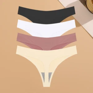 Ultra-thin Seamless Women's Underwear with Breathable Ice Silk Fabric in Stretchy Low Waist Thong Design