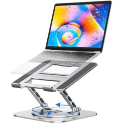 Adjustable Aluminum Laptop Stand with 360° Rotation for MacBook and Notebooks
