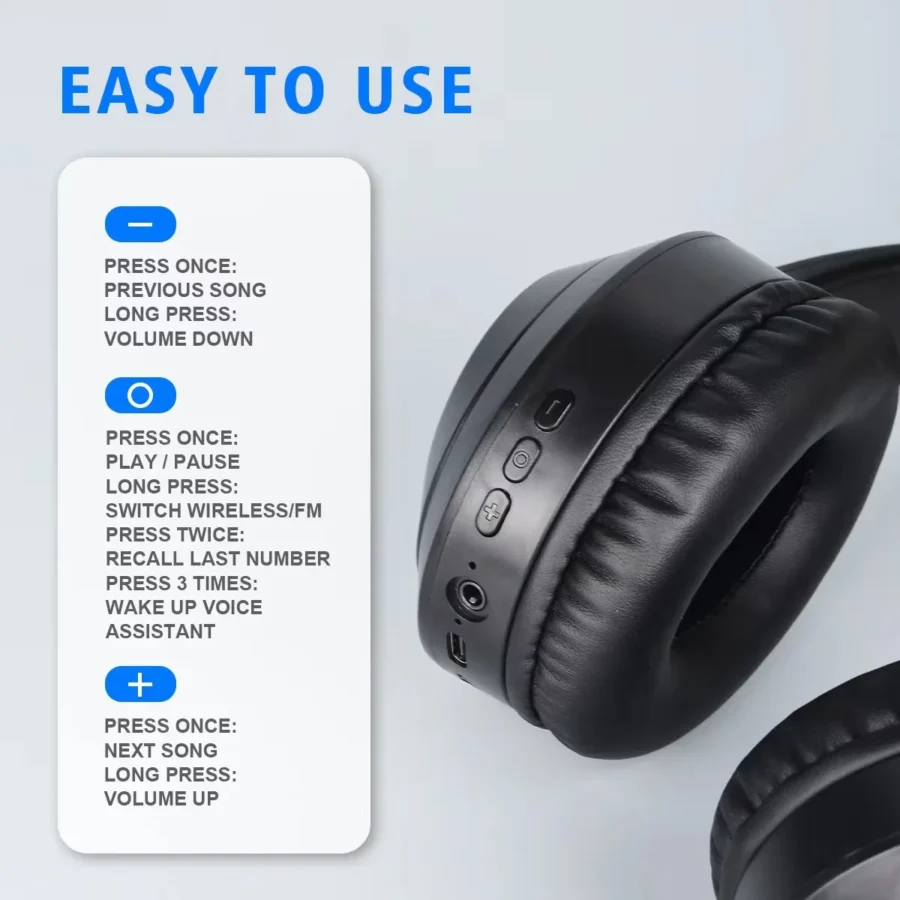 Wireless Bluetooth 5.3 Over-Ear Headphones with Hi-Fi Stereo and HD Mic - Image 6