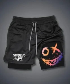 2024 Men's Smiling Face Printed Fitness Shorts Double-Layer 2-in-1 Quick Drying Fitness Outdoor Leisure Training Sports Shorts