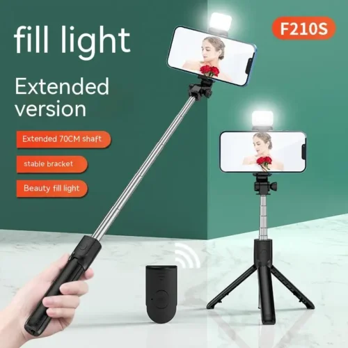 All In One Portable Tripod for iphone Selfie Stick With Fill Light Extendable Phone Stand for Tiktok Live BT Remote Control