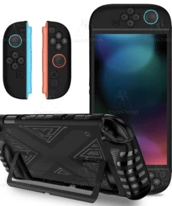 Switch 2 TPU+PC Split Case Non-Slip Grip Full Cover Skin Shockproof Anti-Scratch All-Round Protection Durable Soft Shell - Black