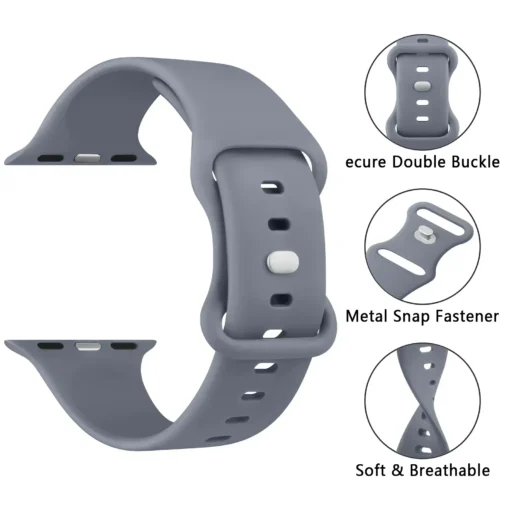 Soft Silicone Band for Apple Watch with Versatile Size Options for Various Models - Image 6