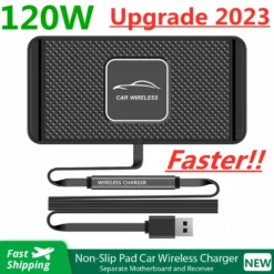 Car Wireless Charger with 120W Fast Charging Silicone Pad for Mobile Phones