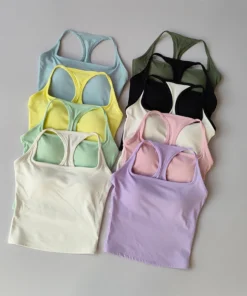 Sports and Fitness Vest with Chest Pad Summer Shockproof Beauty Back Nude Feeling Suit Pilates Training Yoga Top Yoga Clothing